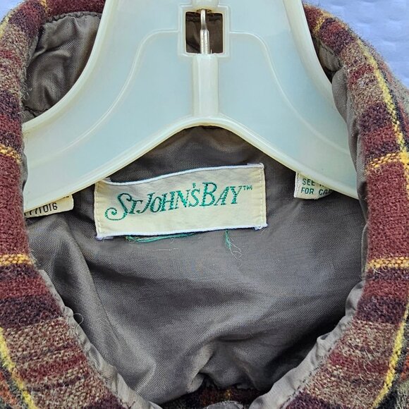 St Johns Bay mens Large vintage brown plaid shirt w yellow tan orange accents - Picture 3 of 11